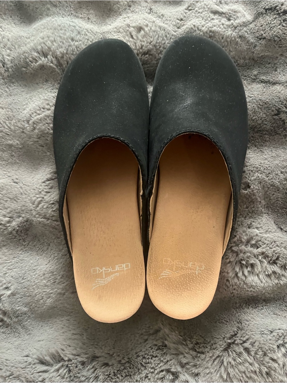 Dansko Black Slip-On Leather Clogs